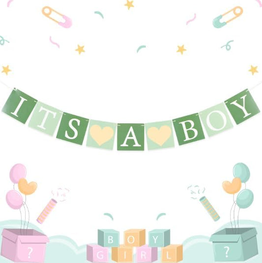 SUNBEAUTY Sage Green It's A Boy Banner Baby Boy Shower Decorations Baby Shower Boy It's A boy Sign Baby Gender Show Party Favors Pregnancy Announcement