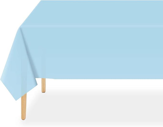 QIKSION Light Blue Plastic Table Cloth Disposable 2 Pack, 54 x 108 Inch Tablecloths for Baby Shower Birthday Party, Easter Decorations, Rectangle Table Cover