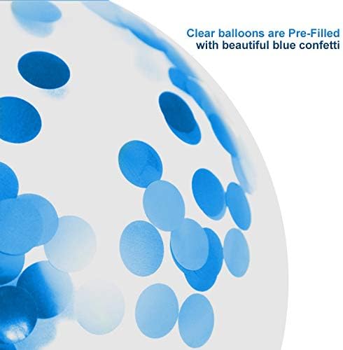 Royal Blue Confetti Latex Balloons, 50pcs 12 inch Light Blue Baby Blue and White Party Balloons for Birthday Wedding Party Decoration