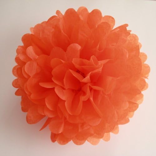 12Pcs Pom Poms of 10" 12" 14" Tissue Paper Craft Pom Poms Kit Tissue Paper Flowers Wedding Decorations for Wedding, Birthday, Baby Shower, Nursery Decor-Orange