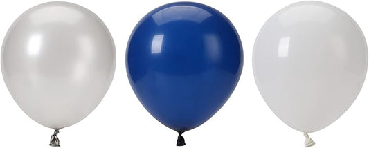 Navy-Blue White-Silver Small Balloons Party-Decorations - 5 Inch 60pcs Mini Royal Globos Graduation Men Boy Birthday Wedding Engagement Baby Bridal Shower Latex Balloon Lasting Surprise
