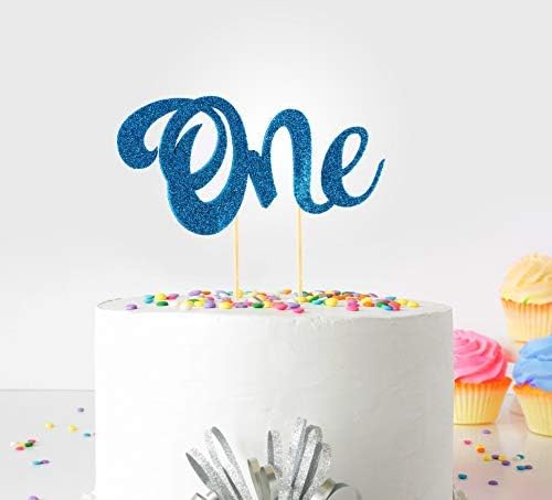 Sky Blue One Cake Topper Decoration, Elegant Number One Cake Topper for First Birthday Celebration, Party Cake Decoration for Dessert Table, Photo Display and Event Supplies