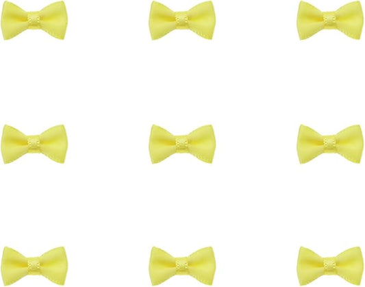 Tupalizy Mini Satin Ribbon Bows Small Craft Sewing Fabric Bows for Christmas Decoration Bow Ties Scrapbook Gift Bags Boxes Greeting Invitation Cards Wedding Party Favor, 20x10mm, 50PCS (Yellow)