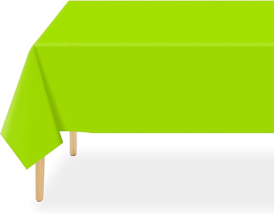 QIKSION Lime Green Plastic Table Cloth Disposable 12 Pack, 54 x 108 Inch Tablecloths for Party, Birthday, Halloween, Christmas Decorations, Rectangle Table Cover