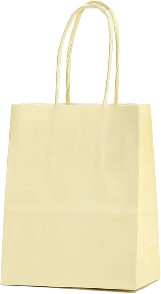 ADIDO EVA 25 Pcs Macaron Yellow Gift Bags Small Paper Bags with Handles for Party Favor (8.2 x 6 x 3.1 in)
