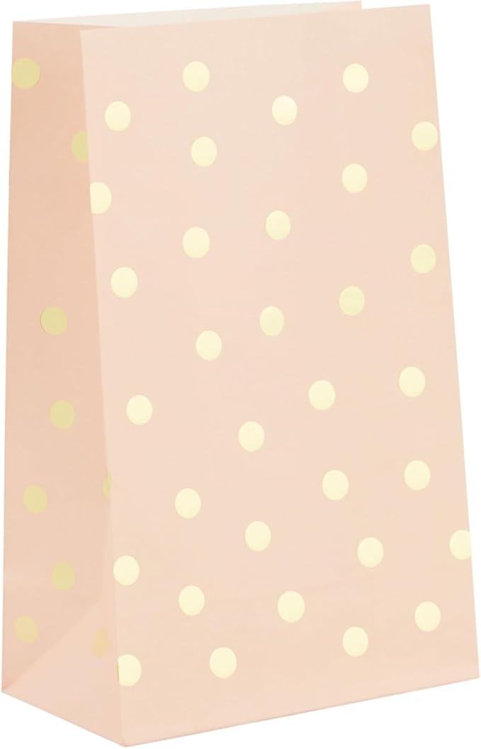 BLUE PANDA Party Favor Candy Bags - 24 Pack, Pink & Gold Foil, 5.5 x 8.6 x 3 In - Princess Favor Bags - Bulk Lollipops Individually Wrapped