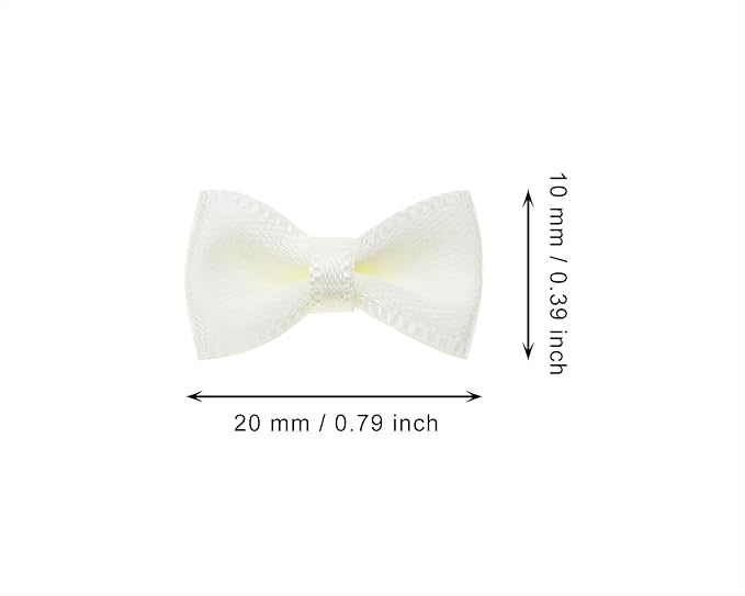 Tupalizy Mini Satin Ribbon Bows Small Craft Sewing Fabric Bows for Christmas Decoration Bow Ties Scrapbook Gift Bags Boxes Greeting Invitation Cards Wedding Party Favor, 20x10mm, 50PCS (Beige)