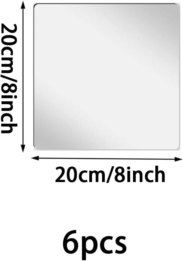 6Pack Square Mirrors for Centerpieces for Tables, 8" Acrylic Mirror Tray Candle Plates for Centerpieces, for Table Wedding, Birthday, Anniversary Party, New Year, Wall Decor, Crafts