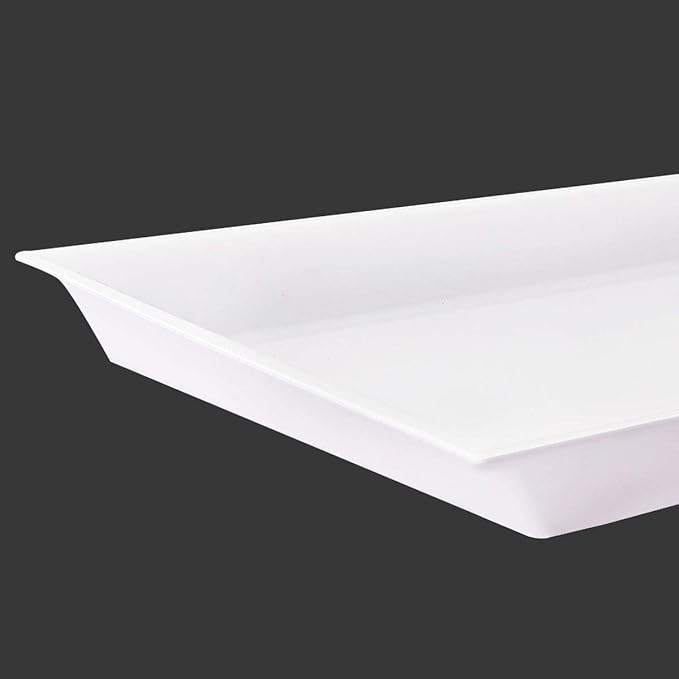 Supernal 12pcs White Plastic Serving Trays,15''X10'' Decorative Serving Trays,Slanted Rectangle Platter,Plastic Fast Food Tray,Wedding Platter Party Trays,Disposable Serving Party