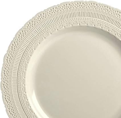 OCCASIONS 120 Guests Heavy Duty Disposable Plastic Plates Set ??11" Dinner & 8.25" Salad Plates, Premium Reusable Party Plates for Weddings, Events, Fancy Dinnerware ??Chateau Ivory