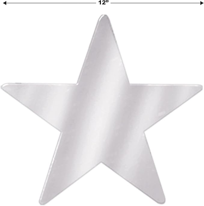 Beistle 24 Piece Silver Metallic Plastic Star Cut Outs For Weddings Birthday Party Supplies Classroom Decorations, 12"