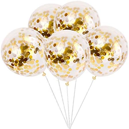 White HAPPY BIRTHDAY Banner with 5 pcs Gold Confetti Balloons