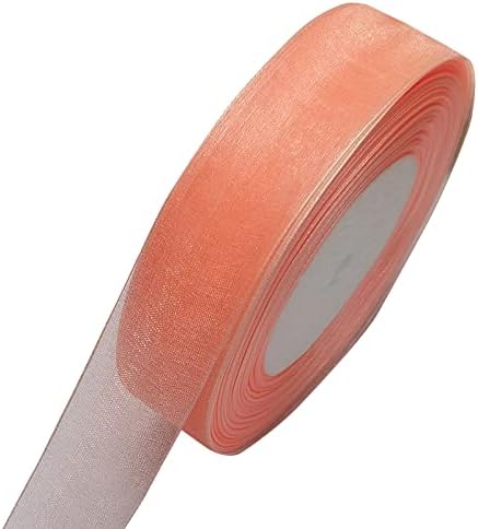 Chenkou Craft Solid Organza Ribbon 1 Roll 50 Yards Peach 1" (25mm) Craft Bow Party Christmas Decoration Packing Ribbons (Peach, 1"(25mm))