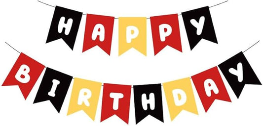 ZHENGYE Happy Birthday Banner Sign Party Decoration for Kids Girls Adult Birthday Party Decorations Supplies(Black Red)