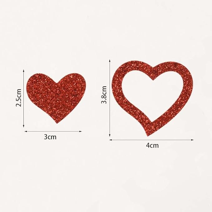 100Pcs Valentine's Day Paper Confetti Glitter Red Heart Valentine's Day Wedding Birthday Baby Shower Party Favors Love Theme Table Scatter Decorations Supplies