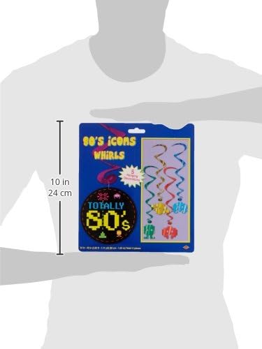 Beistle 80's Whirls, 34" - 40", Multicolor (5/Pkg)