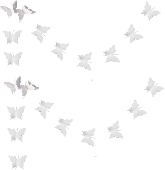 Butterfly Banner Decorative Paper Garland for Wedding Baby Shower Birthday Theme Decor 110 Inches Long Pack of 2 Pieces White