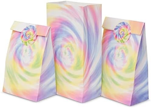 ROYAL BLUEBONNET Pastel Tie Dye Party Favor Bags, 24 Bags & Stickers, Birthday Decorations for Girls