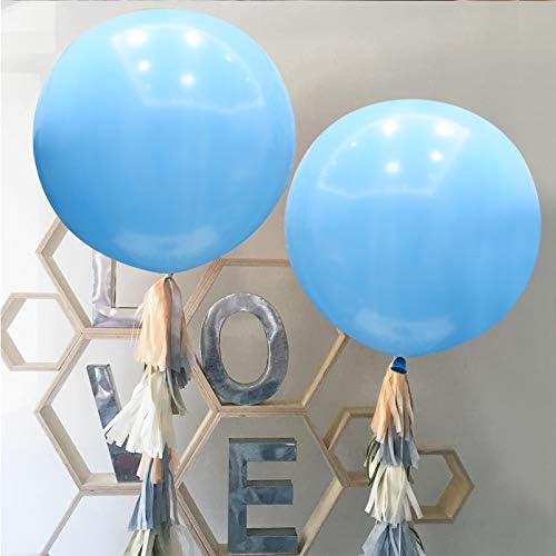 36 Inch Giant Latex Balloons, Standard Light Blue Round Balloons for Birthdays Weddings Receptions Festival Party Decoration, 5 Pcs