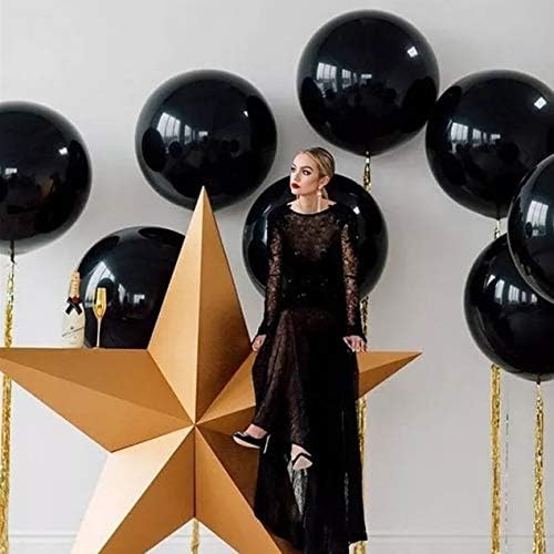 36 Inch Giant Latex Balloons, Standard Black Round Balloons for Birthdays Weddings Receptions Festival Party Decoration, Pack of 10 Pcs