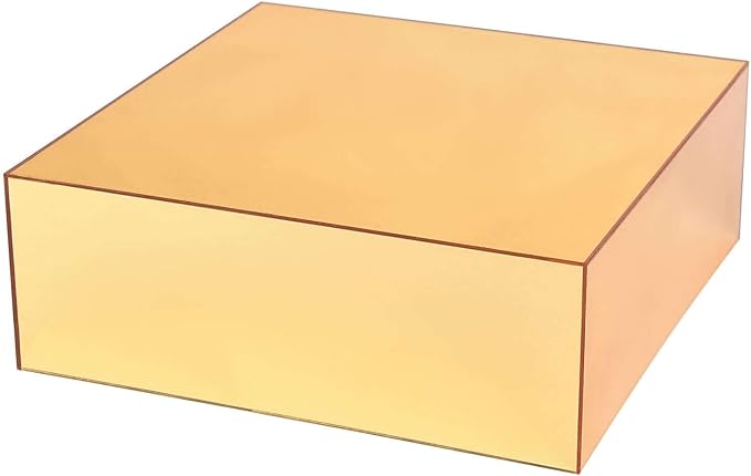Efavormart 14"x14" Gold Acrylic Cake Box Stand, Mirror Finish Display Pedestal Riser with Hollow Bottom, Elegant Cake Support for Weddings, Galas, and Sophisticated Party Events