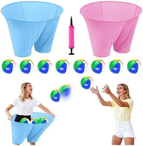 Granny Pants Game with Bouncy Balls and 1 Air Pump (Random Colors), Granny Pants Outdoor Game Baby Shower Funny Party Game for Adults & Families, Big Pants Ball Game Granny Pants Yard Game
