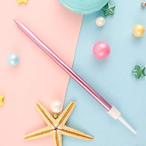 12 Count Long Thin Champagne Pink Birthday Cake Candles in Holders for Birthday Wedding Party Cupcake Decorations Tall Candles