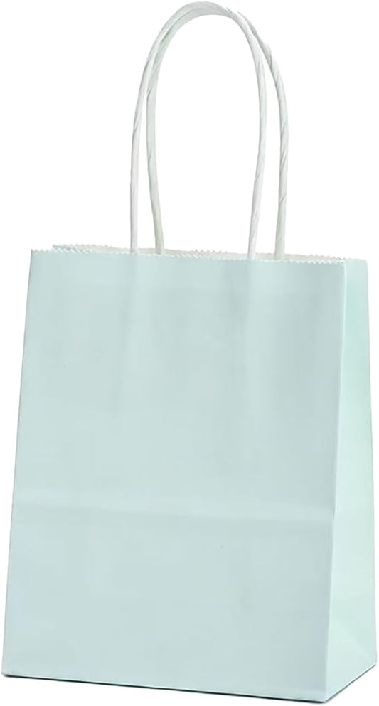 ADIDO EVA 25 Pcs Macaron Blue Gift Bags Small Paper Bags with Handles for Party Favor (8.2 x 6 x 3.1 in)
