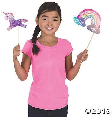Hooray It’s Your Birthday Photo Booth Props (set of 12) Featuring unicorns, pineapples, ice cream cones and more