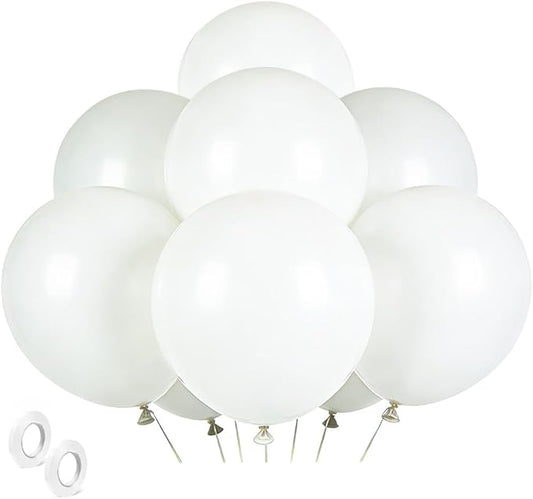White Balloons Birthday Decorations 30 Pack 18 inch Round Wedding Ballons for White Themed Wedding Graduation Birthday Party Backdrop 4th of July Decorations Independence Day