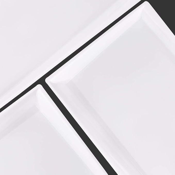 Supernal 12pcs White Plastic Serving Trays,15''X10'' Decorative Serving Trays,Slanted Rectangle Platter,Plastic Fast Food Tray,Wedding Platter Party Trays,Disposable Serving Party