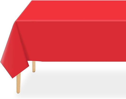 QIKSION Red Plastic Table Cloth Disposable 6 Pack, 54 x 108 Inch Tablecloths for Valentines, Mothers Day, Birthday Party, Christmas Decorations, Rectangle Table Cover