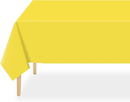 QIKSION Yellow Plastic Table Cloth Disposable 6 Pack, 54 x 108 Inch Tablecloths for Birthday Party, Easter Decorations, Rectangle Table Cover