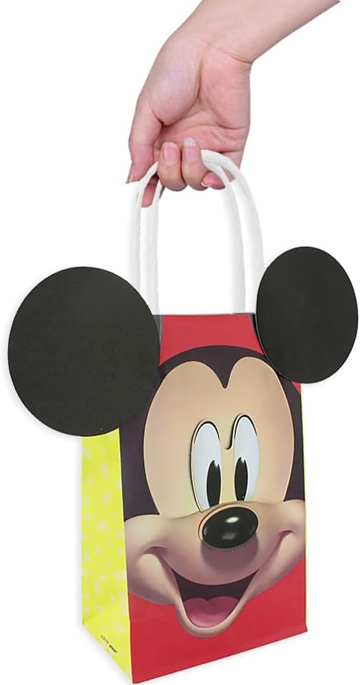 Mickey Mouse Forever DIY Party Bags - 8.5" x 5.25" x 3.25" (8-Pack) | Red Paper Favor Bags for Kids Events & Special Occasions