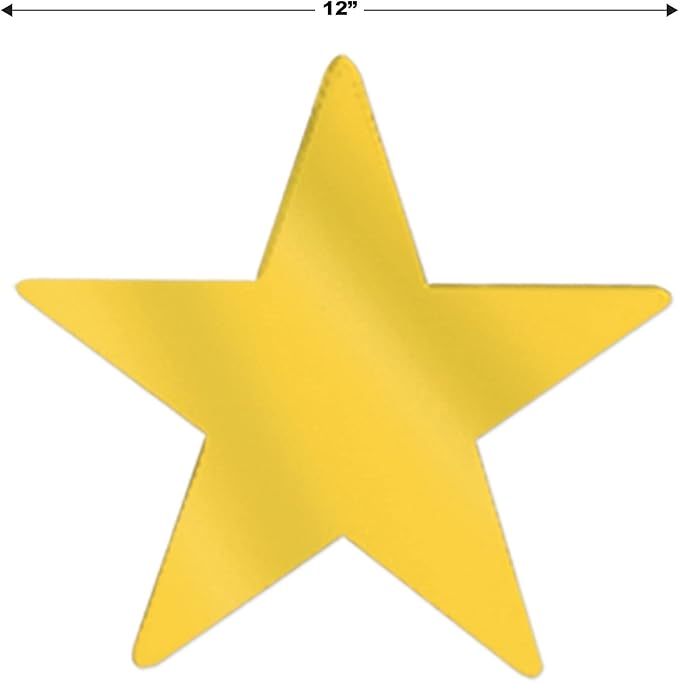 Beistle 24 Piece Gold Metallic Star Cut Outs For Weddings Birthday Parties Classroom Decorations, 12"