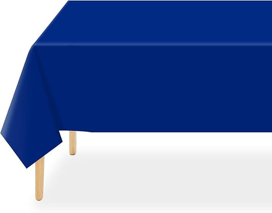 QIKSION Royal Blue Plastic Table Cloth Disposable 6 Pack, 54 x 108 Inch Tablecloths for Party, Graduation, Patriotic, Veterans Day Decorations, Dark Blue Rectangle Table Cover