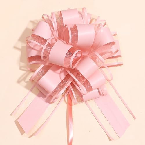 6 PC Pull Bows,Bow for Gift Wrapping,6 inches, Party Gift Wedding Ribbon Bows for Wrapping Boxes or Flower Decorations, Gift Decorations(Lotus Root Pink)
