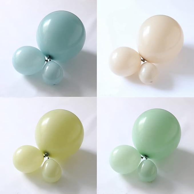 Dusty Green Blue Balloon Garland Arch Kit-136Pcs Ash Mist Green Haze Fog Blue Sand White Gold Balloons for Neutral Boho Baby Bridal Shower Wedding Birthday Party Decorations