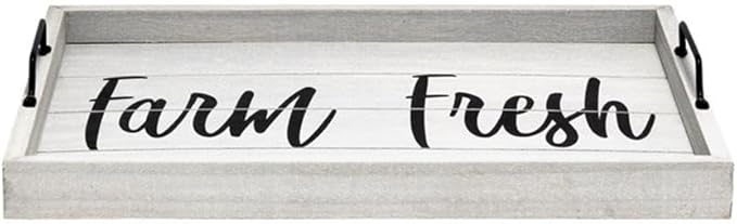 Elegant Designs HG2000-GFF Decorative Wood Serving Tray w/Handles, 15.50" x 12", Farm Fresh