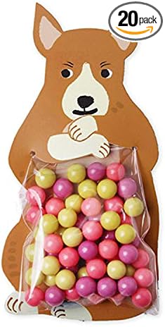 UnnFiko Mini 'Candy' Bags {20 Pack} Paper Party Favor Treat Bags for Cookies, Candy Buffet, Baby Shower- Halloween/Wedding/Birthday Party Favor Bags (Kangaroo)