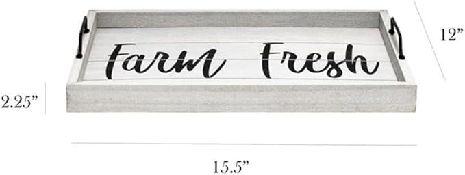 Elegant Designs HG2000-GFF Decorative Wood Serving Tray w/Handles, 15.50" x 12", Farm Fresh