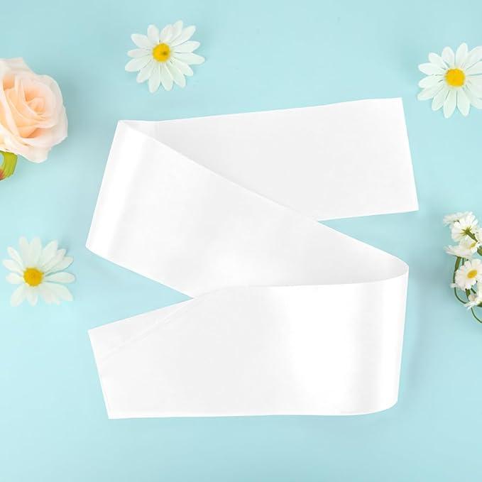 4pcs White Sashes Blank Birthday Sash Prom Queen Sash Birthday Sash For Women White Birthday Sash Bachelorette Sash Plain White Sash For Birthday Graduation Party Halloween Costume, Sorority, DIY