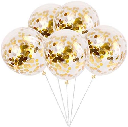 Black HAPPY BIRTHDAY Banner with 5 pcs Gold Confetti Balloons