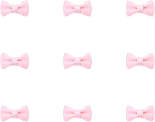 Tupalizy Mini Satin Ribbon Bows Small Craft Sewing Fabric Bows for Christmas Decoration Bow Ties Scrapbook Gift Bags Boxes Greeting Invitation Cards Wedding Party Favor, 20x10mm, 50PCS (Pink)