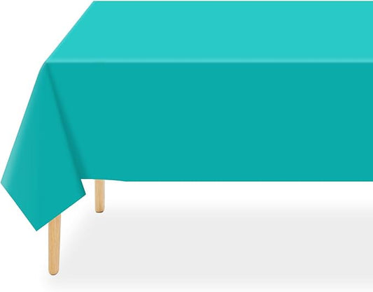 QIKSION Teal Plastic Table Cloth Disposable 3 Pack, 54 x 108 Inch Tablecloths for Easter Party, Summer, Turquoise Rectangle Table Cover