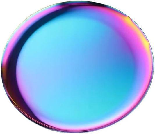 7.9in Round Serving Tray, Stainless Steel Decorative Metal Tray for Coffee Table, Vanity, Perfume, Jewelry, and Entryway Catchall Organizer Laser