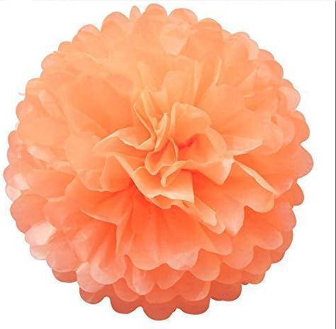 12Pcs Pom Poms of 10" 12" 14" Tissue Paper Craft Pom Poms Kit Tissue Paper Flowers Wedding Decorations for Wedding, Birthday, Baby Shower, Nursery Decor-Orange