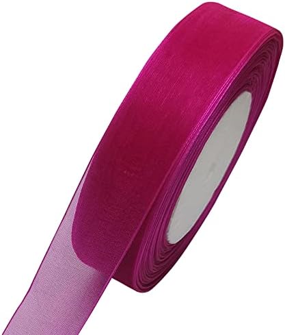 Chenkou Craft Solid Organza Ribbon 1 Roll 50 Yards Fuschia 1" (25mm) Craft Bow Party Christmas Decoration Packing Ribbons (Fuschia, 1"(25mm))