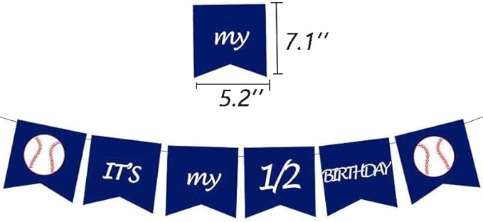Baseball Half Birthday Kit - Baseball Half Way to One Highchair Banner, 1/2 Way to One Cake Topper for Boy 1/2 Half Year Baby Shower Party Supplies