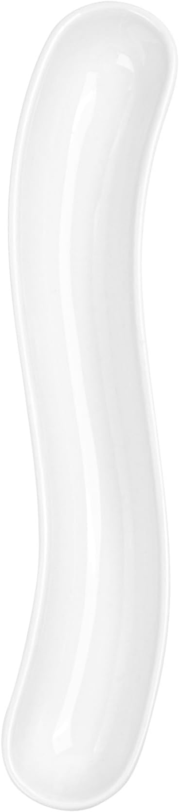 Restaurantware Swerve 10 Ounce Olive Plate 1 Curved Olive Tray - Medium Chip Resistant White Porcelain Olive Canoe Dishwasher Safe For Snacks Condiments Or Appetizers